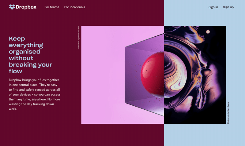 dropbox homepage design